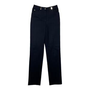 St. John Sport by Marie Gray Straight Leg Black with Gold Dress Pants Size 2x32